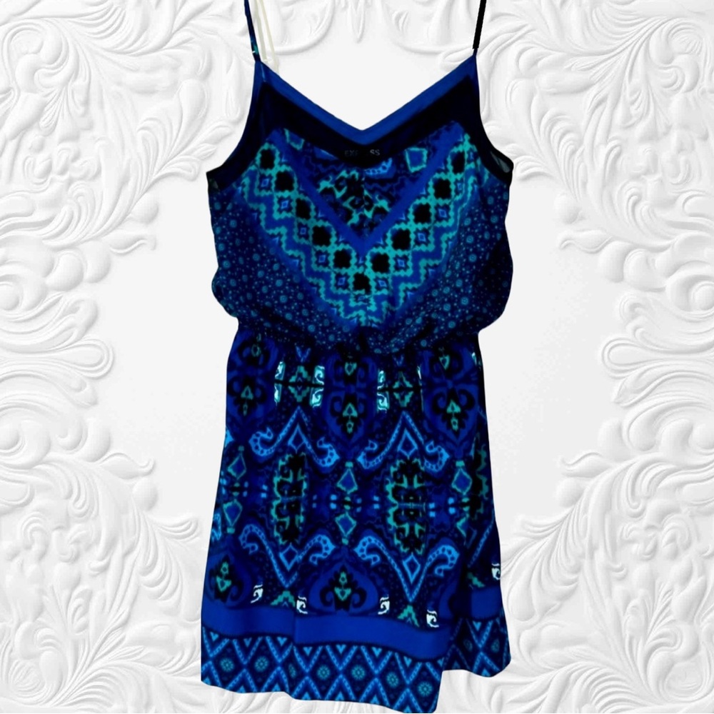 Express blue and black lightweight dress with adjustable spaghetti strap  size S